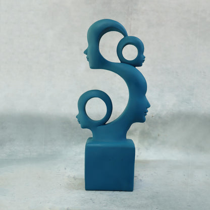 Family Cutwork Faces Sculpture / Blue by Satgurus