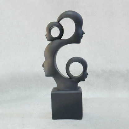 Family Cutwork Faces Sculpture / Black by Satgurus