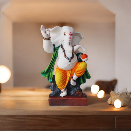 Dancing Ganesh White & Orange by Satgurus