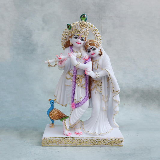 Radha Krishna Idol / Purple Garland by Satgurus