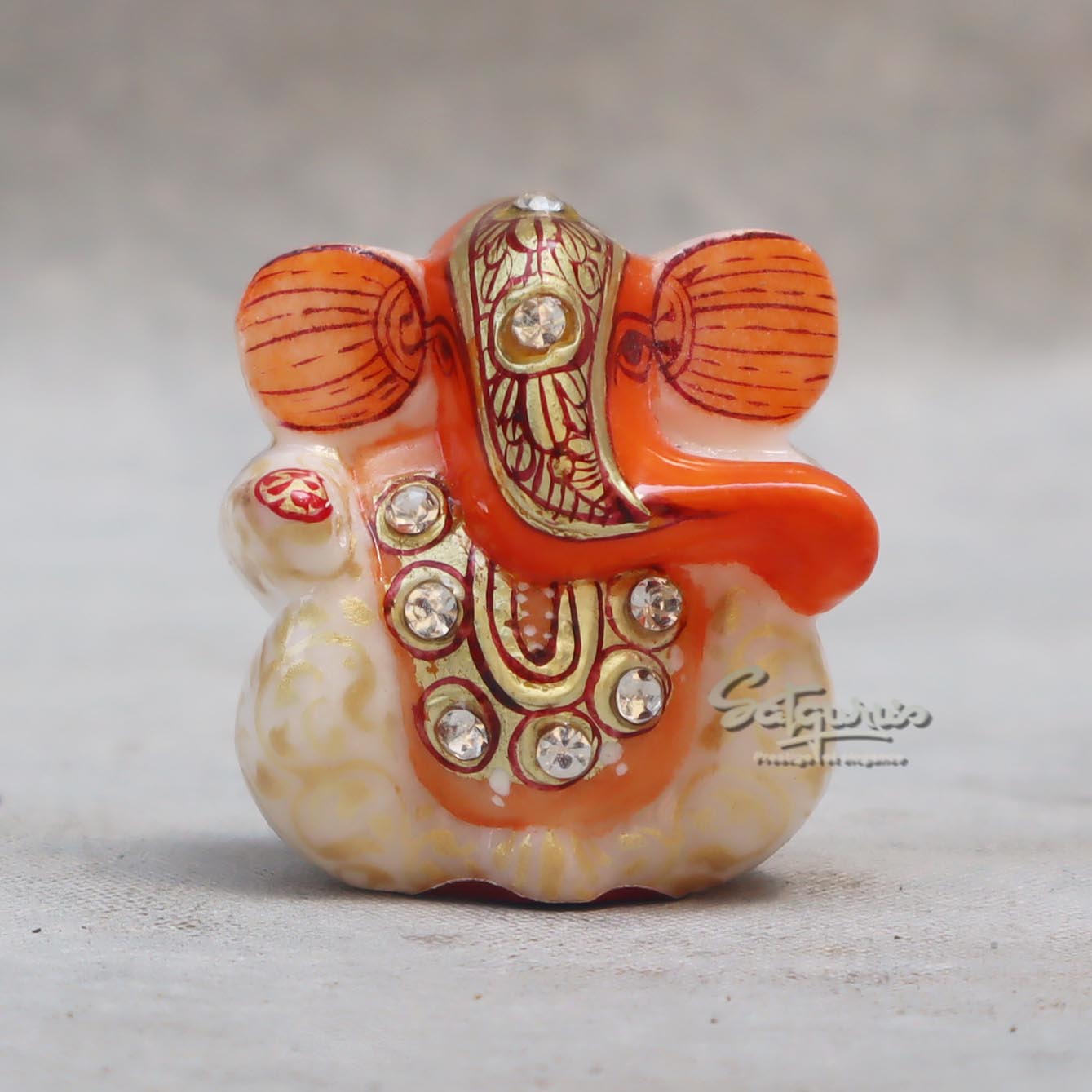Appu Ganesha Zari Painting / Small by Satgurus 