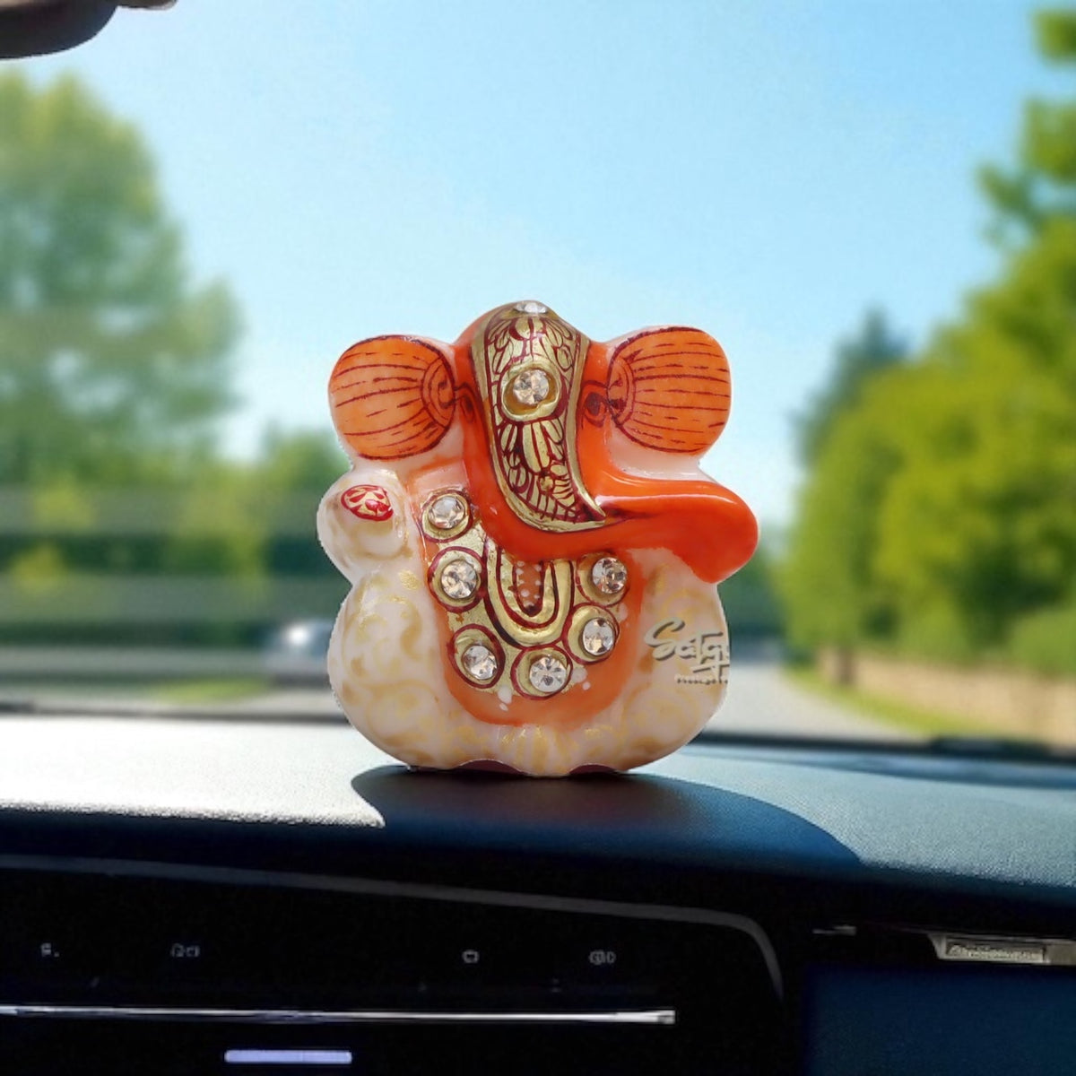 Marble Appu Ganesha Zari Painting By Satguru's