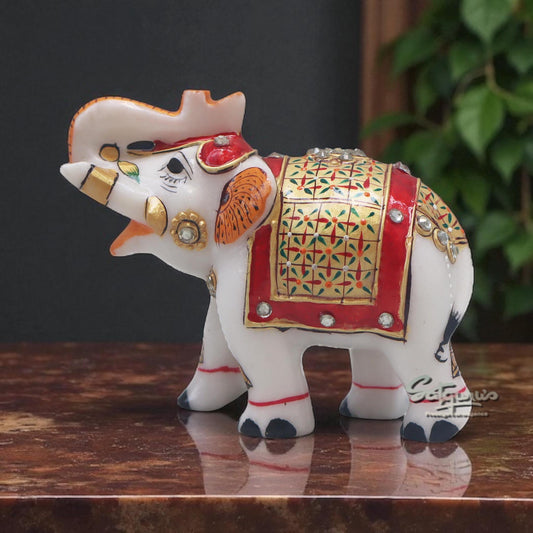 Painted Elephant Trunk Up by Satgurus