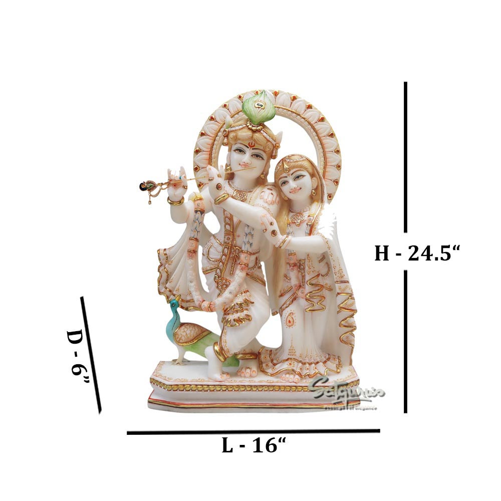 Radha Krishna Idol With Peacock by Satgurus