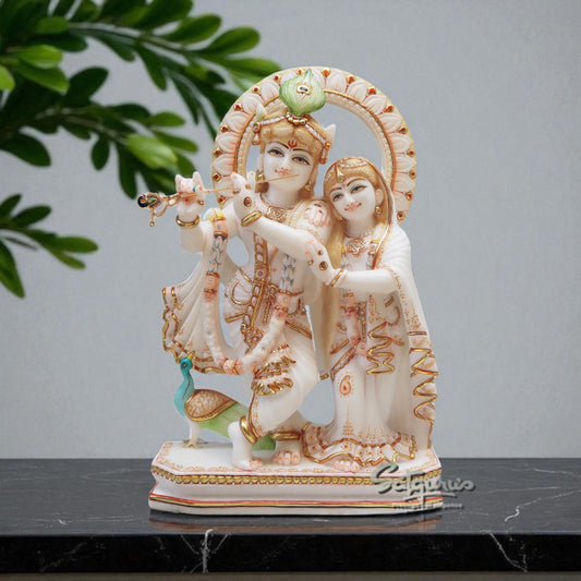 Radha Krishna Idol With Peacock by Satgurus