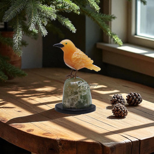 Semi  Precious Stone Bird On Base by Satgurus