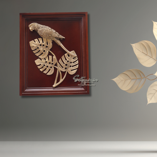 Parrot With Leaves On Frame by Satgurus