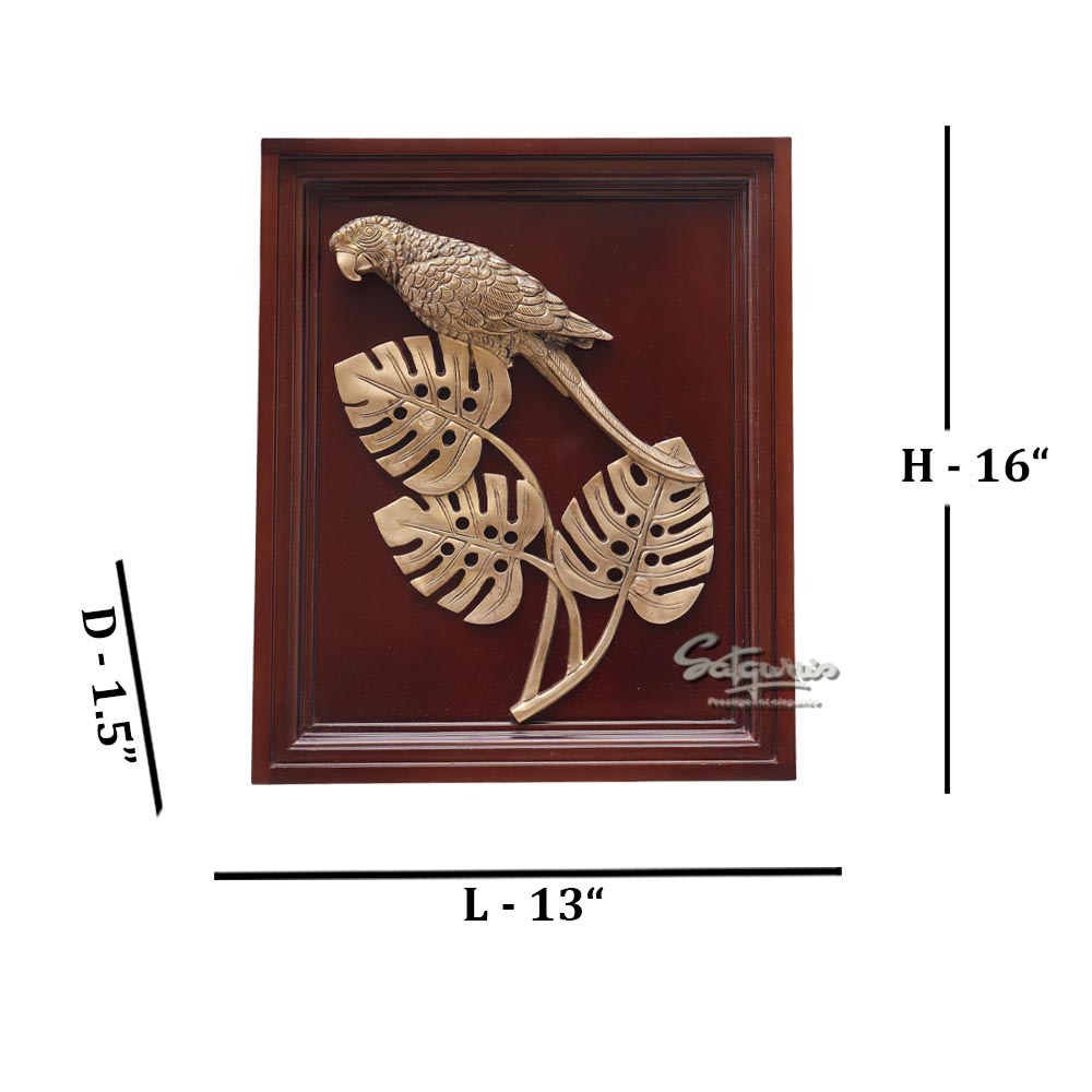 Parrot With Leaves On Frame by Satgurus
