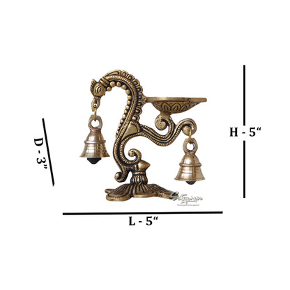 Brass Handle Diya With Bell by Satgurus