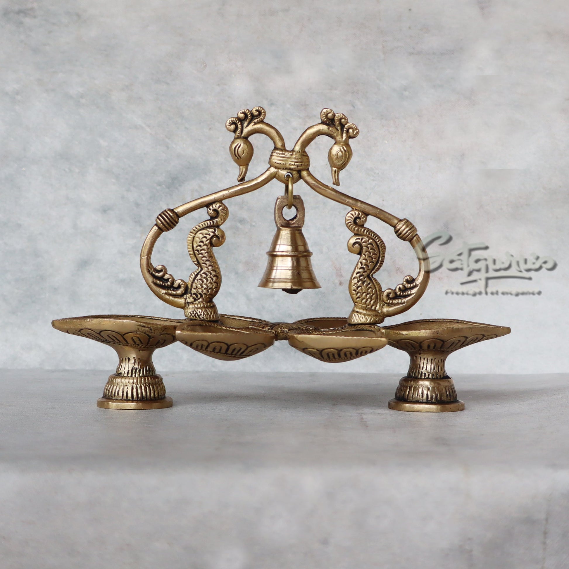 Brass Annam 6 Diya With Bell by Satgurus