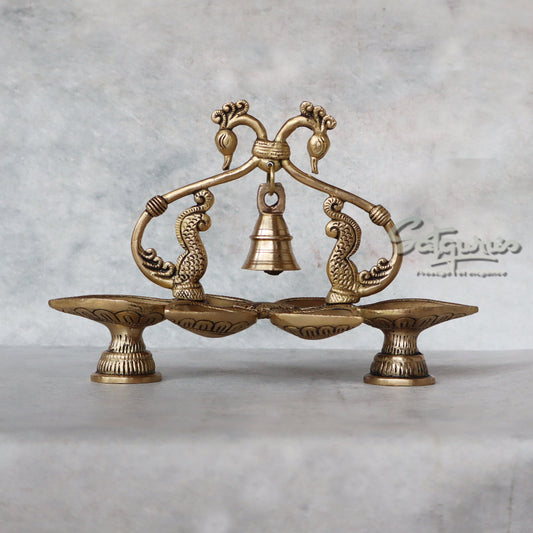 Brass Annam 6 Diya With Bell by Satgurus