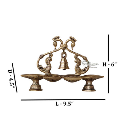 Brass Annam 6 Diya With Bell by Satgurus