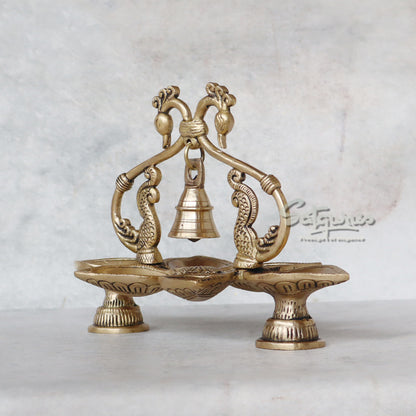 Brass Annam 6 Diya With Bell by Satgurus