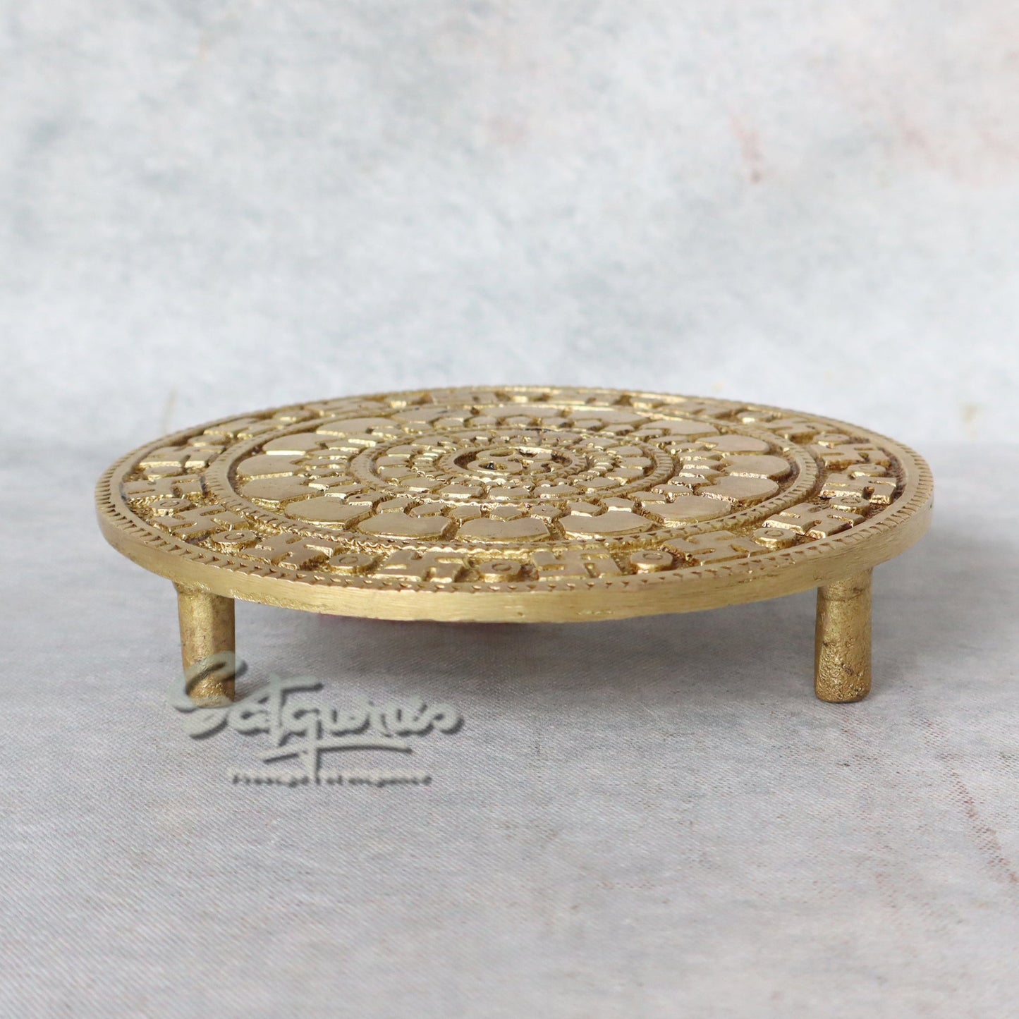 Brass Chowki Om Carving by Satgurus