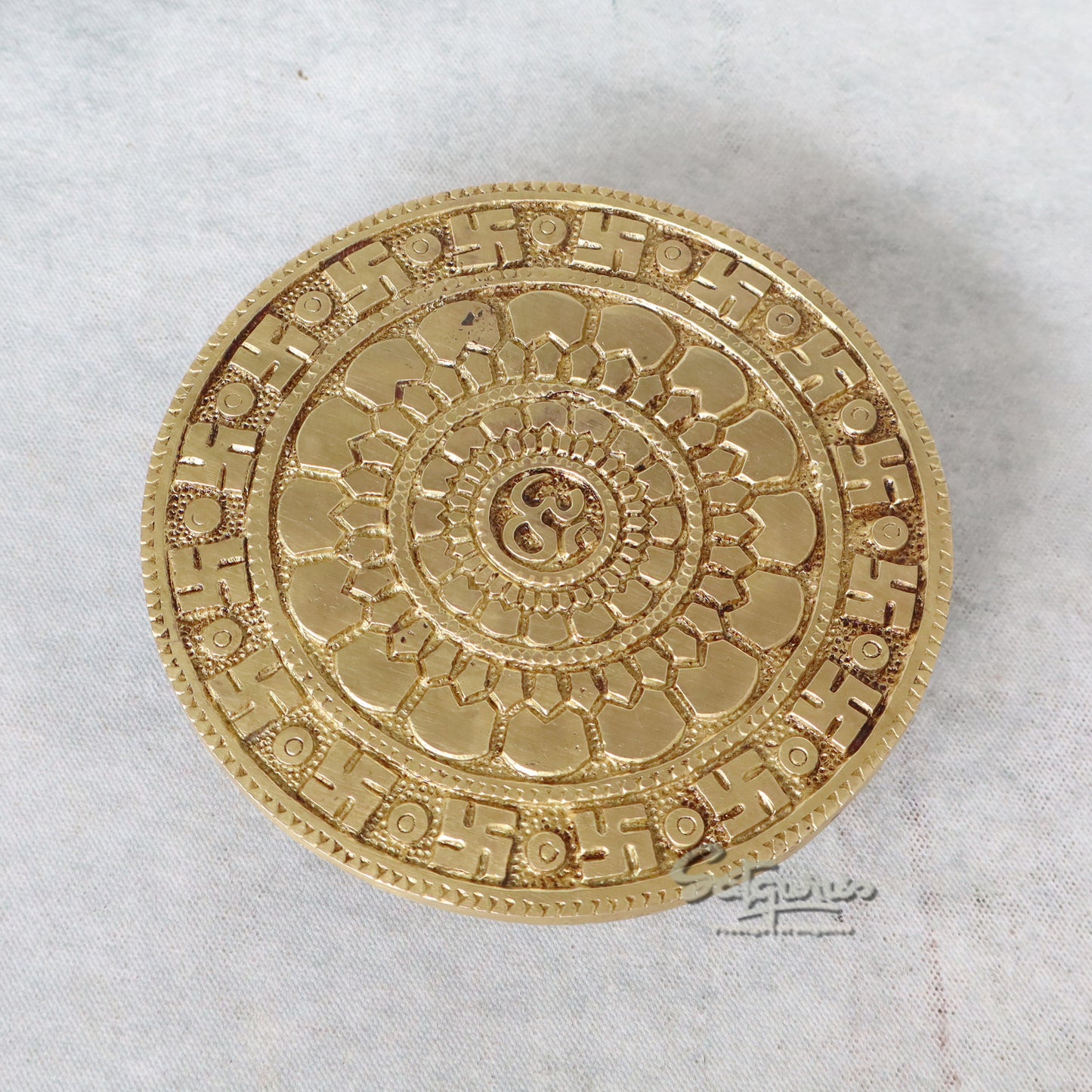 Brass Chowki Om Carving by Satgurus