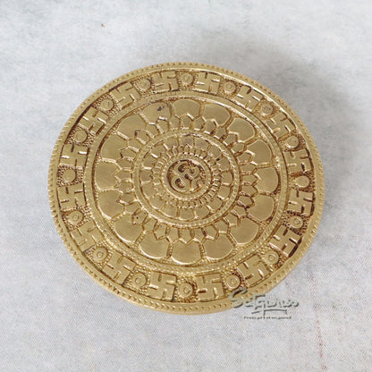 Brass Chowki Om Carving by Satgurus