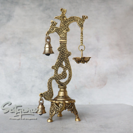 Brass Peacock Diya by Satgurus