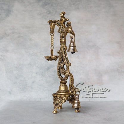 Brass Peacock Diya by Satgurus