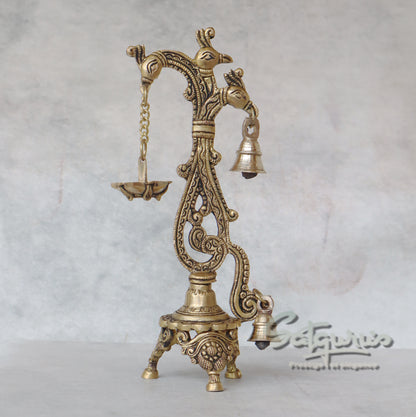 Brass Peacock Diya by Satgurus