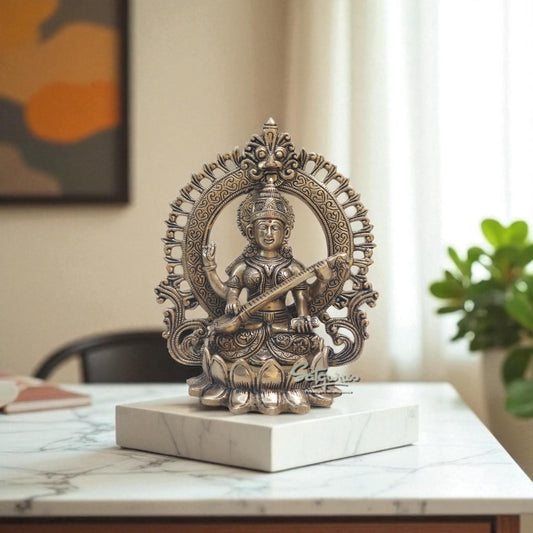 Saraswati On Lotus With Ring by Satgurus