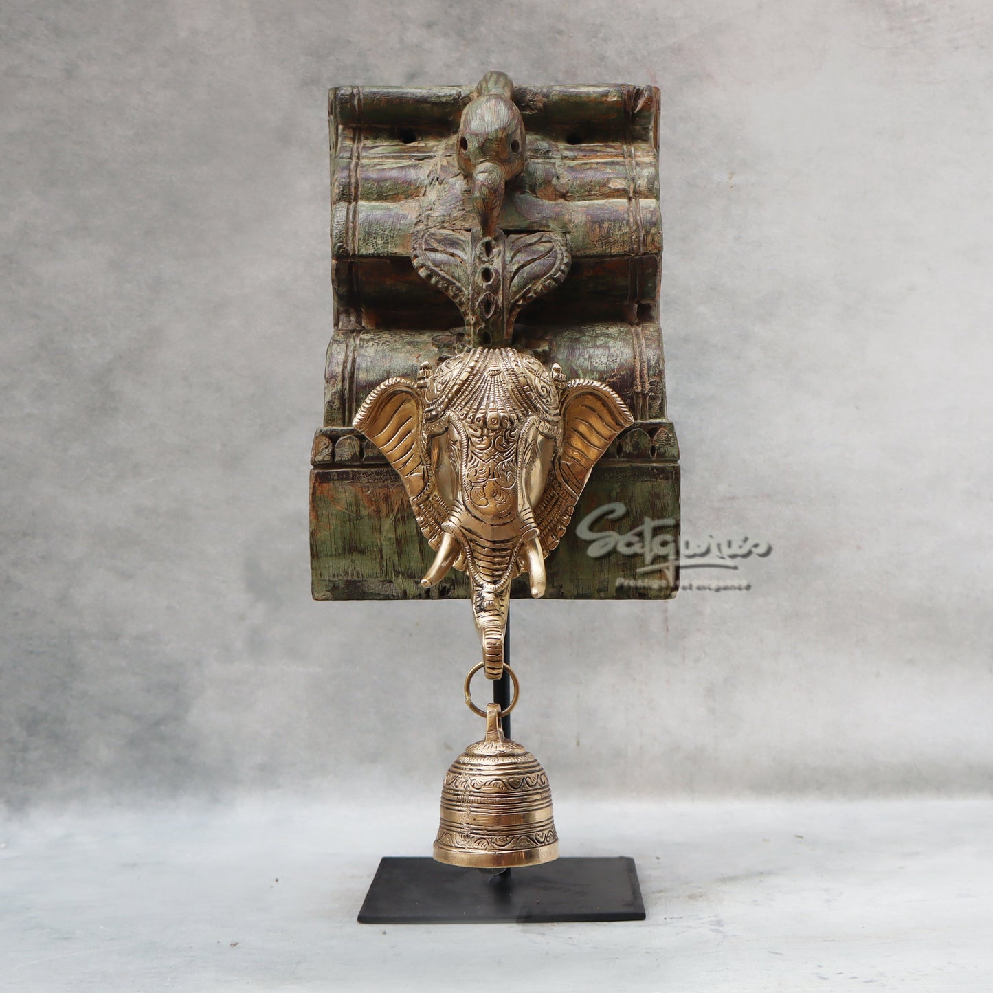 Elephant Mask On Stand / Green by Satgurus