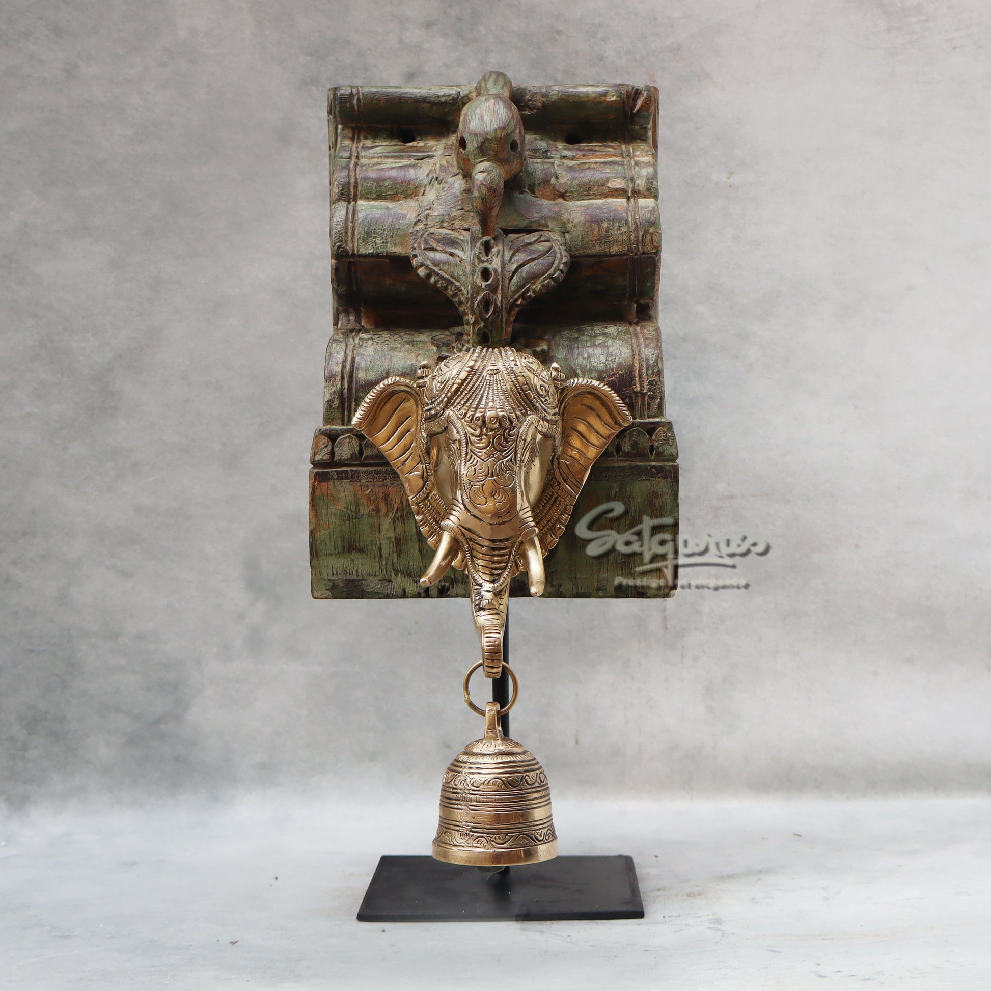 Elephant Mask On Stand / Green by Satgurus