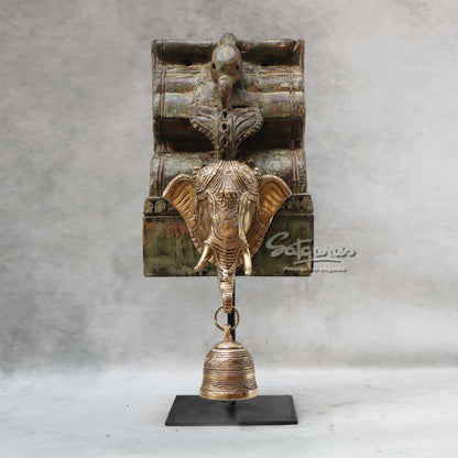 Elephant Mask On Stand / Green by Satgurus