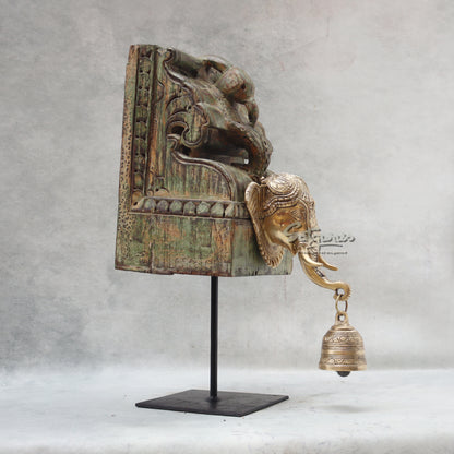 Elephant Mask On Stand / Green by Satgurus