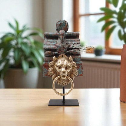 Door Knocker Lion On Stand / Green by Satgurus