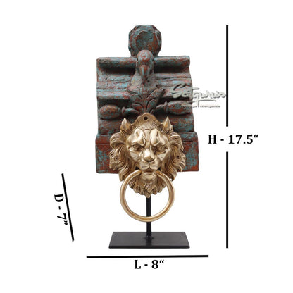 Door Knocker Lion On Stand / Green by Satgurus