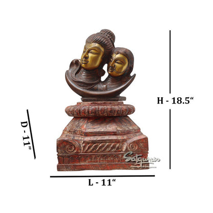 Shiv Parvati Bust On Stand by Satgurus