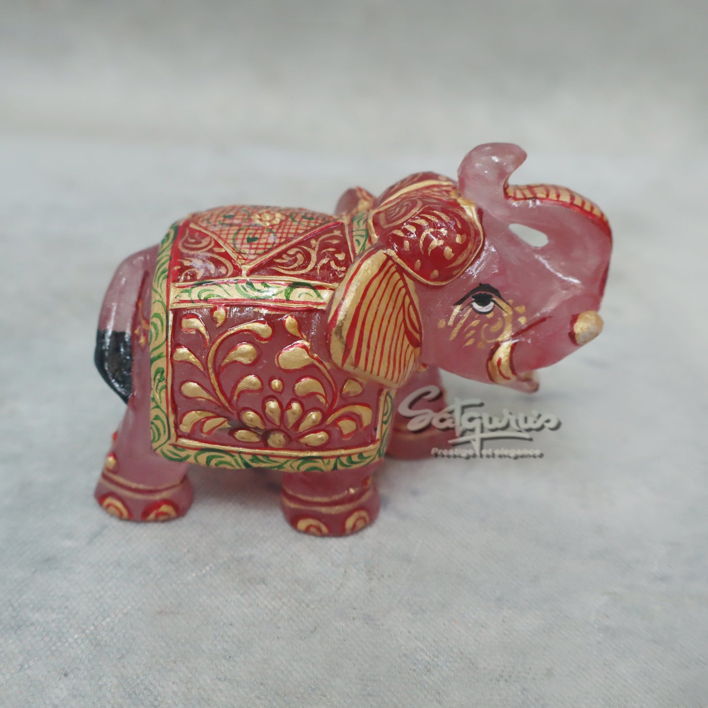 Rose Quartz Elephant by Satgurus