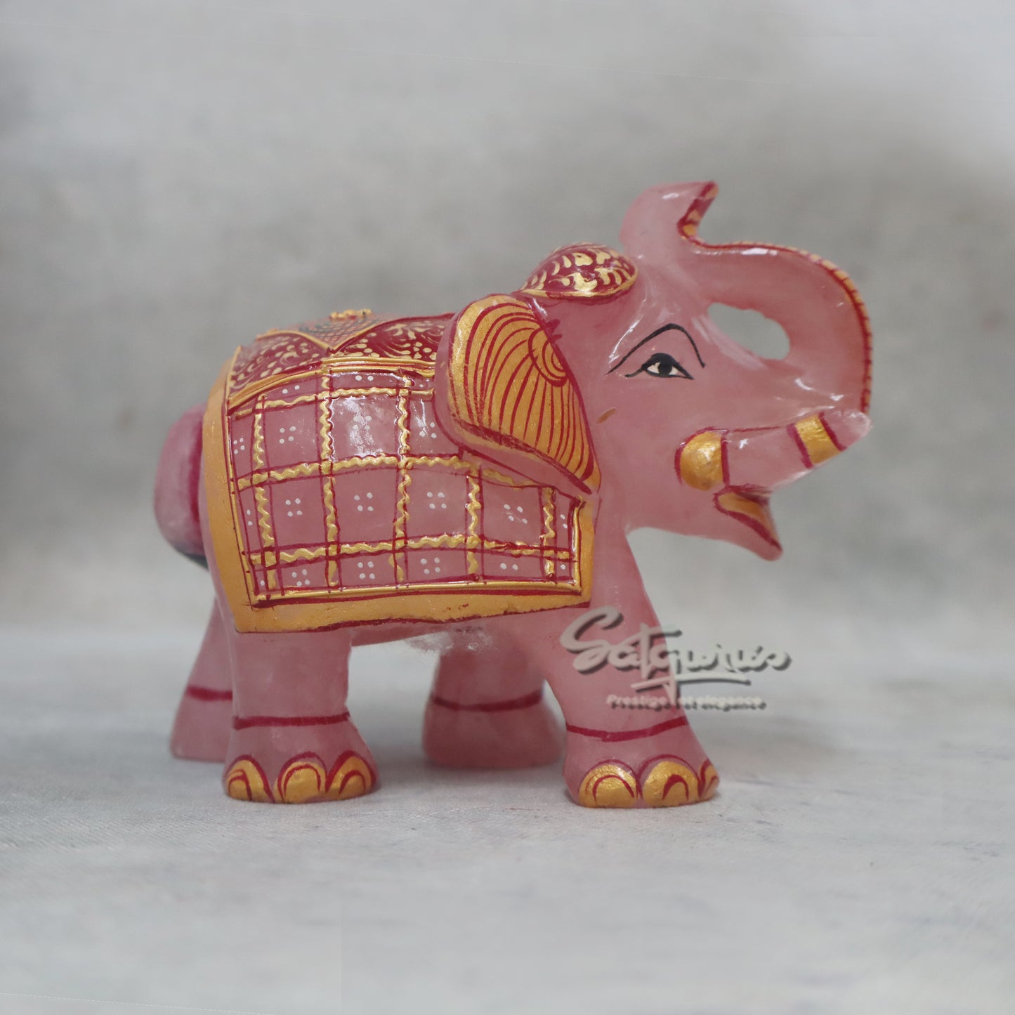Rose Quartz Stone Elephant by Satgurus