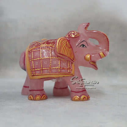 Rose Quartz Stone Elephant by Satgurus