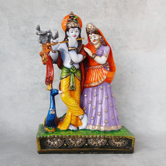 Radha Krishna Idol With Peacock / Small by Satgurus