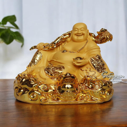Laughing Buddha In Gold Finish by Satgurus
