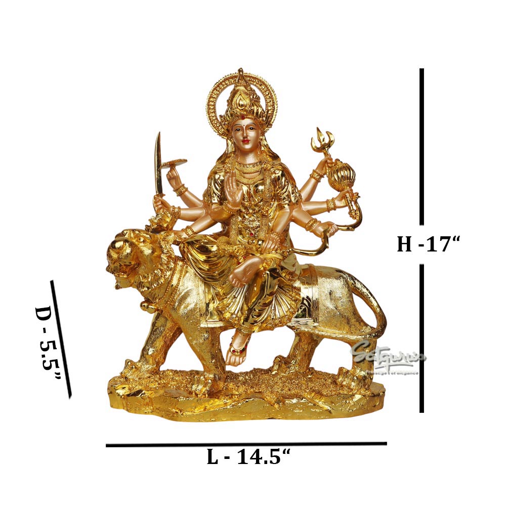 Durga Mataji In Gold Finish by Satgurus