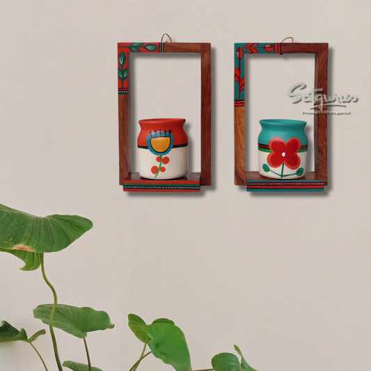 Set Of 2 Flora Wall Décor Frame With Pots by Satgurus