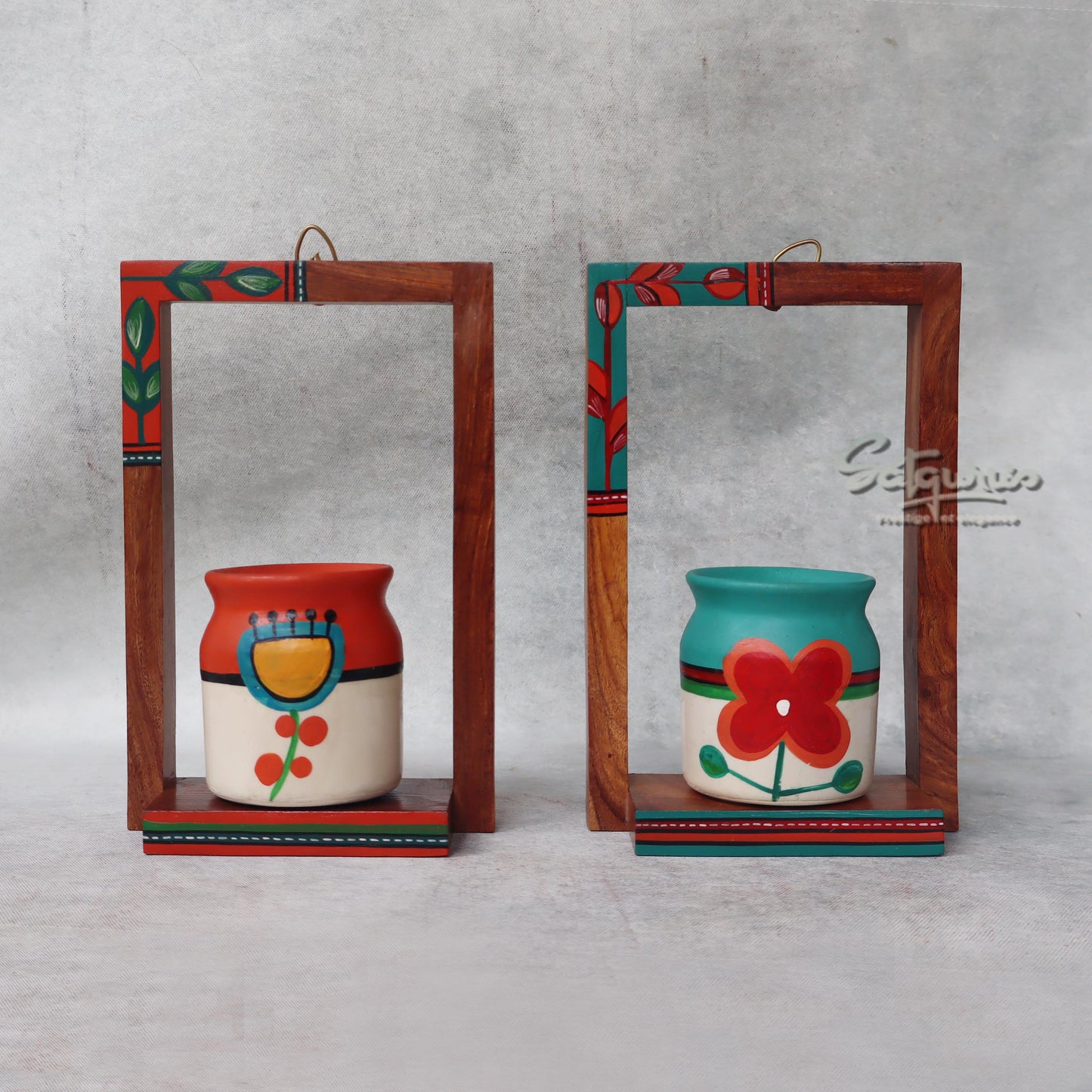 Set Of 2 Flora Wall Décor Frame With Pots by Satgurus