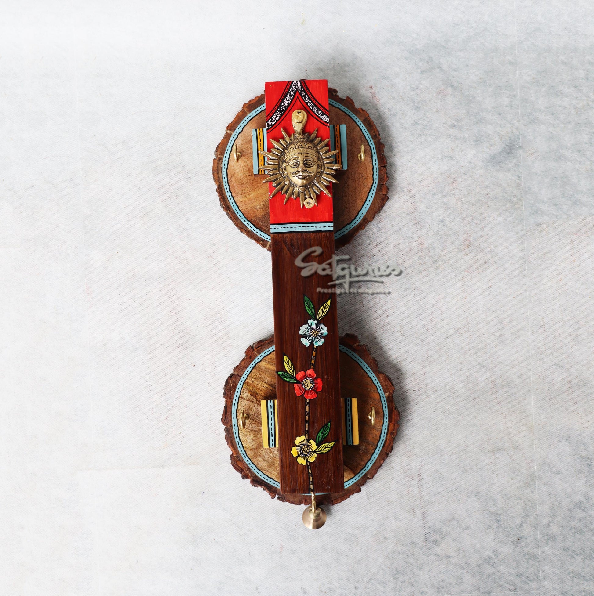 Wooden Keychain With Brass Motif by Satgurus 
