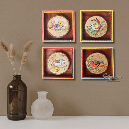 Set Of 4 Cleo Wall Décor Birds Paintings by Satgurus