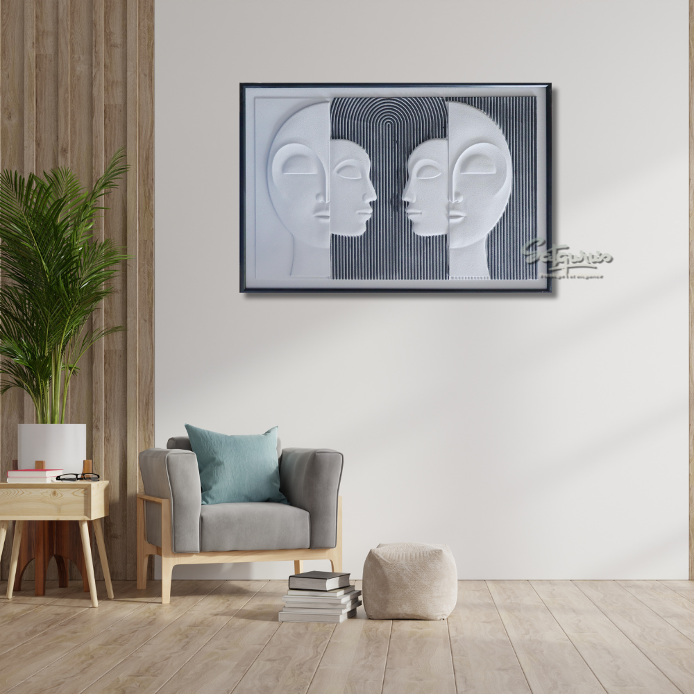 Couple Wall Art Piece / Grey by Satgurus