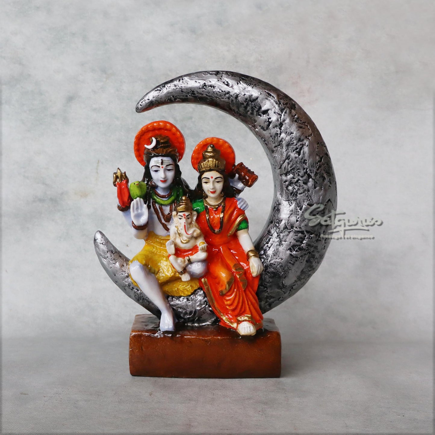 Shiv Parvati On Moon by Satgurus 