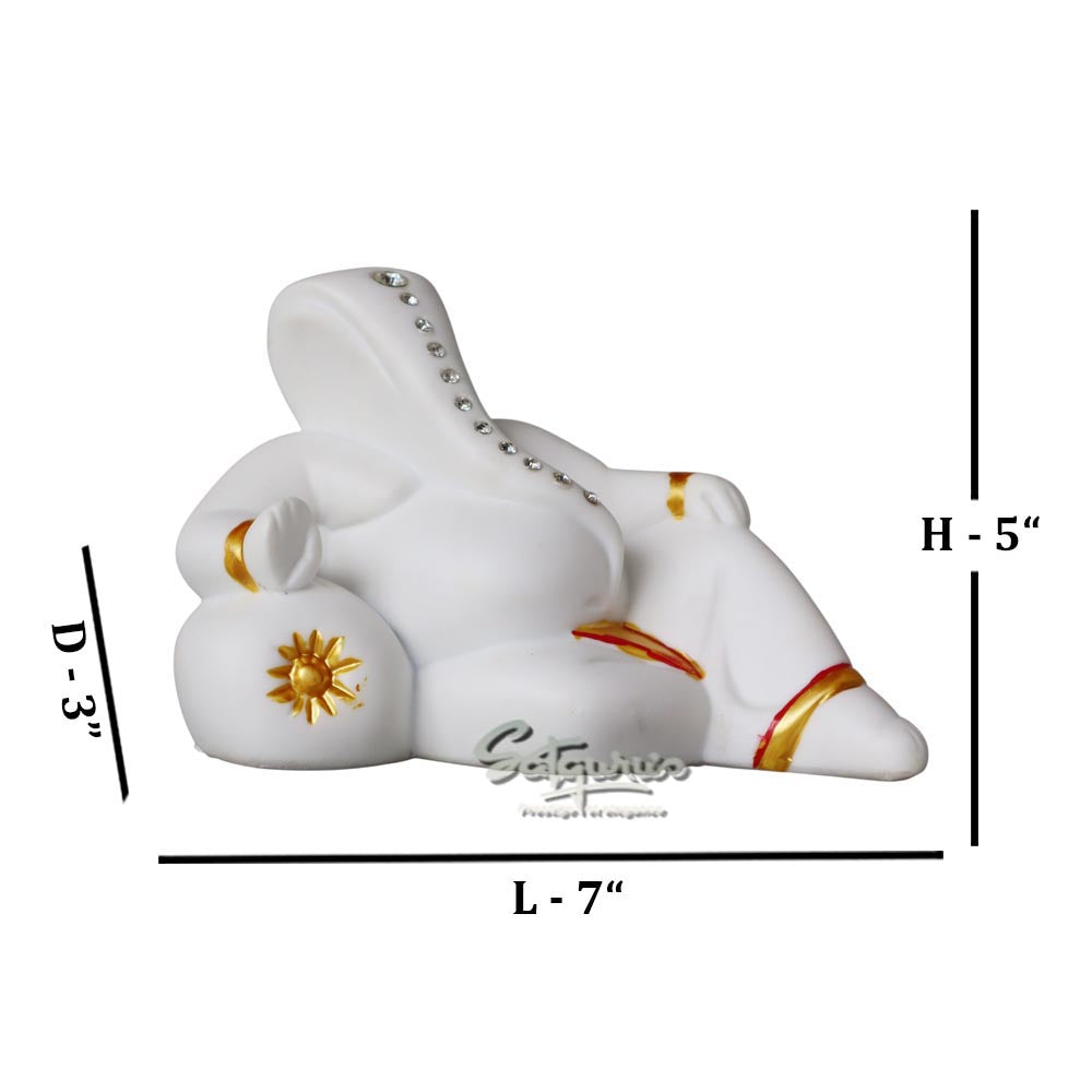 Resting White Ganesha by Satgurus