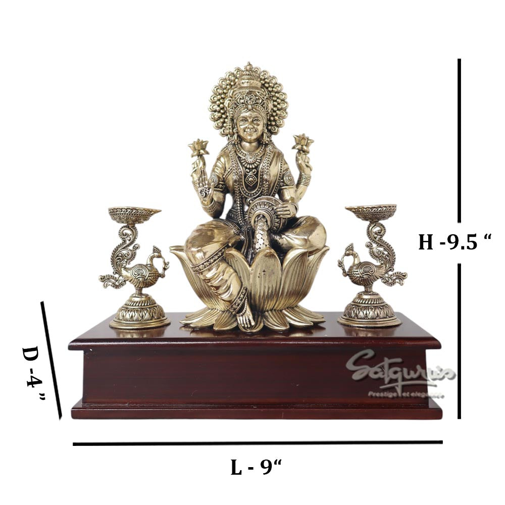 Laxmi With Lamps On Base by Satgurus