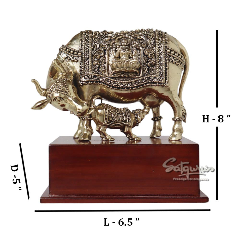 Cow & Calf With Ganesh Laxmi Carving by Satgurus