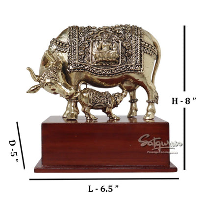 Cow & Calf With Ganesh Laxmi Carving by Satgurus