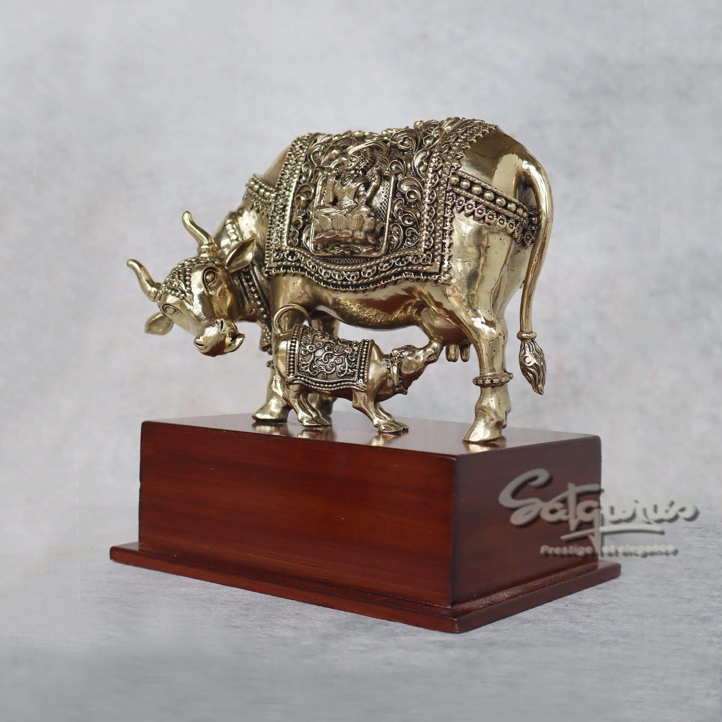 Cow & Calf With Ganesh Laxmi Carving by Satgurus