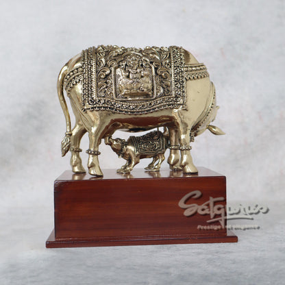 Cow & Calf With Ganesh Laxmi Carving by Satgurus