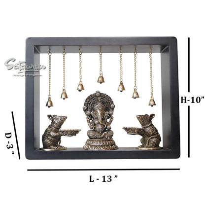 Ganesh With Rats In Frame by Satgurus